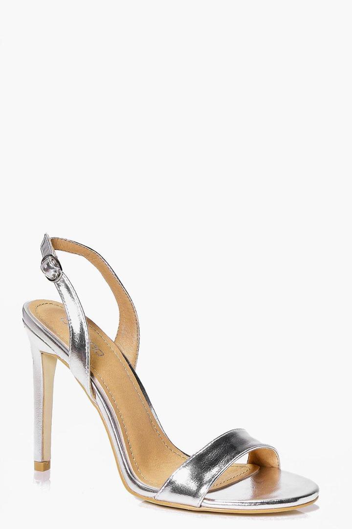 Boohoo Anya Sling Back Two Part Sandal Silver