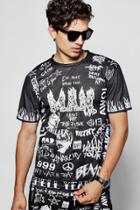 Boohoo Man Graffiti Print T Shirt Black