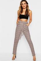 Boohoo Checked Belted Tapered Trouser