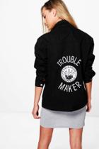 Boohoo Taylor Back Patch Oversize Jean Jacket Black
