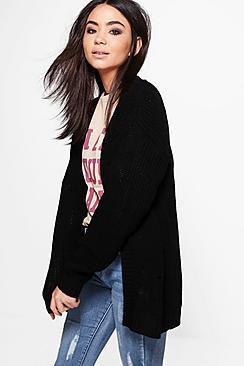Boohoo Abigail Distressed Hem Edge To Edge Cardigan