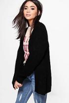Boohoo Abigail Distressed Hem Edge To Edge Cardigan
