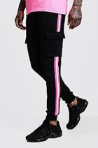 Boohoo Neon Tape Detail Cargo Skinny Fit Jogger