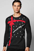 Boohoo Unwrap Me Christmas Jumper Charcoal