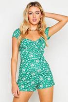 Boohoo Rouched Body Daisy Print Playsuit