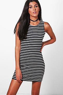 Boohoo Sabina Stripe Sleeveless Bodycon Dress
