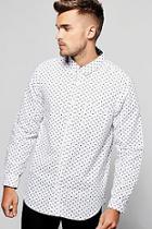 Boohoo White Long Sleeve Polka Dot Print Shirt