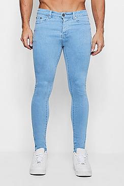 Boohoo Spray On Skinny Jeans In Vivid Washed Blue