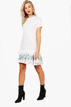 Boohoo Darcy Printed Embroidered Shift Dress