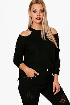 Boohoo Plus Cold Shoulder Jumper