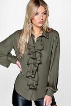 Boohoo Ona Ruffle Detail Blouse