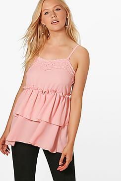 Boohoo Maya Lace Double Frill Cami