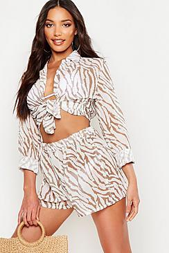 Boohoo Tiger Shirt & Short Beach Co-ord
