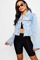 Boohoo Lauren Exposed Zip Flare Cuff Denim Jacket