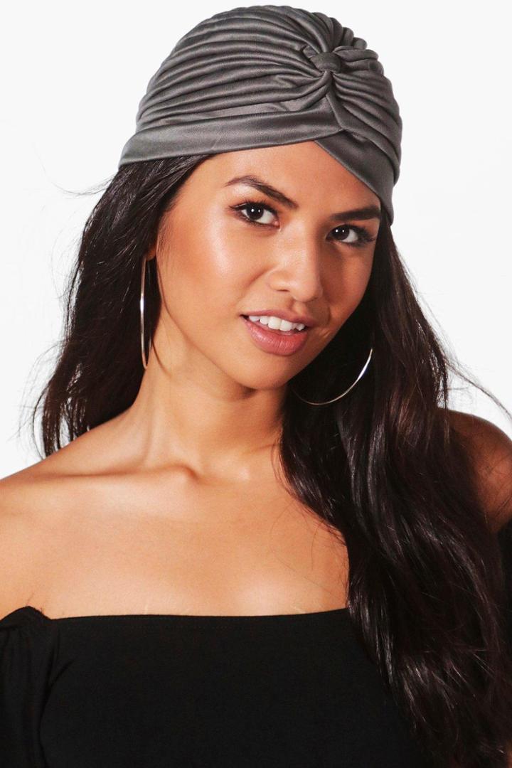 Boohoo Sophie Plain Jersey Turban Grey