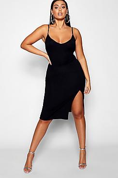 Boohoo Plus Thigh Split Bodycon Midi Dress