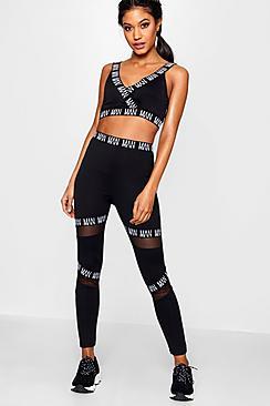 Boohoo Nadine Fit 'man' Tape Gym Legging