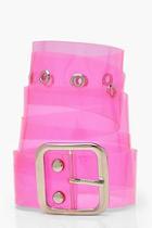 Boohoo Square Buckle Neon Clear Belt