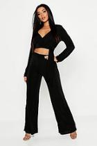Boohoo Tie Front Volume Sleeve Top & Trouser Co-ord