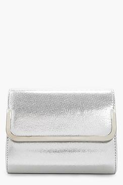 Boohoo Angel Metal Trim Glitter Fold Over Clutch