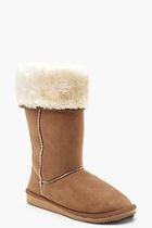 Boohoo High Leg Cosy Flat Boots