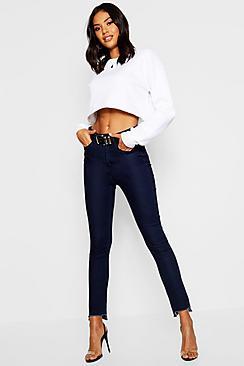 Boohoo High Rise Step Hem Jean