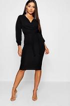 Boohoo Sweetheart Tie Belt Midi Dress