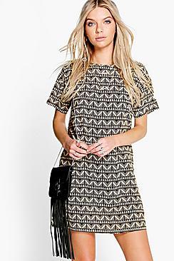 Boohoo Doina Geo Print Shift Dress