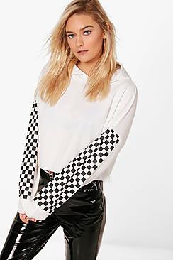Boohoo Kadee Check Print Crop Hoody