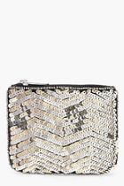 Boohoo Ella Zig Zag Sequin Zip Top Purse