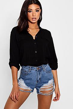 Boohoo Abby Reverse Collar Pocket T-shirt