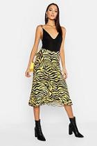 Boohoo Tall Tiger Print Ruffle Wrap Skirt