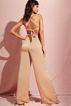 Boohoo Hammered Satin Cut Out Wide Leg Jumpsuit
