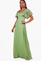 Boohoo Boutique Mai Broderie Cape Detail Maxi Dress