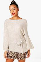 Boohoo Batwing Belted Knit Jumper