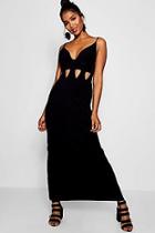 Boohoo Zoey Plunge Front Cut Work Maxi Dress