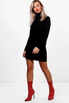 Boohoo Alice Roll Neck Cable Detail Dress