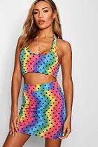 Boohoo Amelia Rainbow Wave Polka Dot Mini Skirt