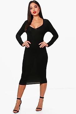 Boohoo Eve Sweetheart Long Sleeved Bodycon Dress
