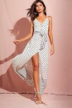Boohoo Spot And Stripe Mixed Print Maxi Dress