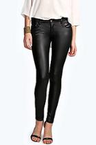 Boohoo Evie Low Rise Wet Look Trousers