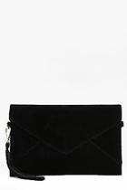 Boohoo Lydia Velvet Envelope Clutch Bag
