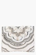 Boohoo Ava Bridal Bead & Shell Scallop Edge Clutch Cream