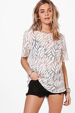 Boohoo Eva Sequin Oversized Mesh T-shirt