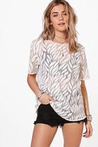 Boohoo Eva Sequin Oversized Mesh T-shirt
