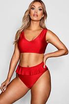 Boohoo Plus Lydia Frill Waist Triangle Bikini