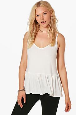 Boohoo Lucy Jersey Basic Ruffle Hem Cami