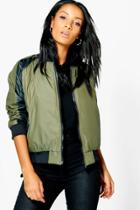 Boohoo Niamh Quilted Reversible Bomber Khaki
