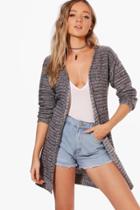 Boohoo Madeleine Marl Soft Knit Long Cardigan Grey