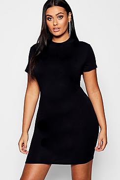 Boohoo Plus High Neck Short Sleeved Bodycon Dress